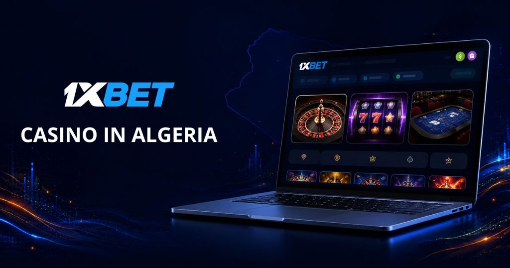Laptop showing the 1xBet casino interface